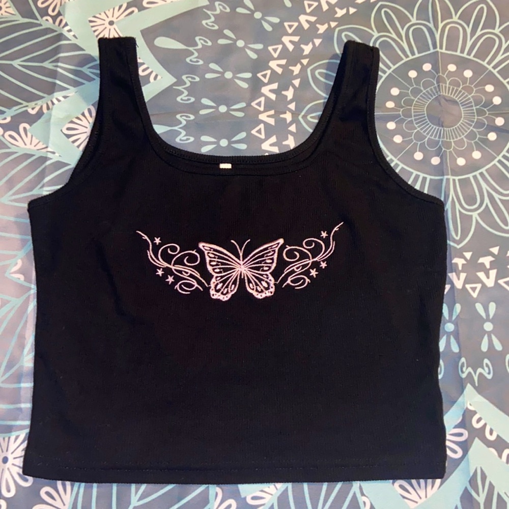 Butterfly Tattoo Print Y2k Tank Top